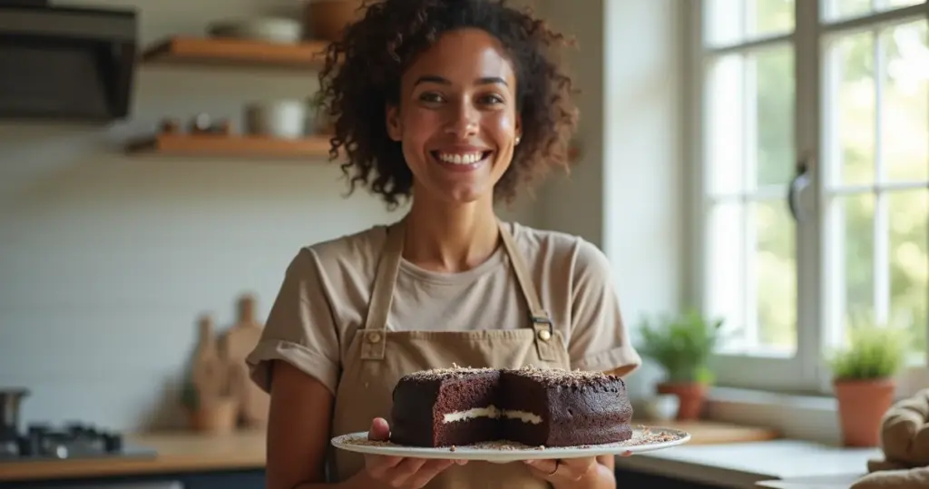 Bolo de chocolate que já sai recheado com beijinho: sem cortes, perfeito em 40min